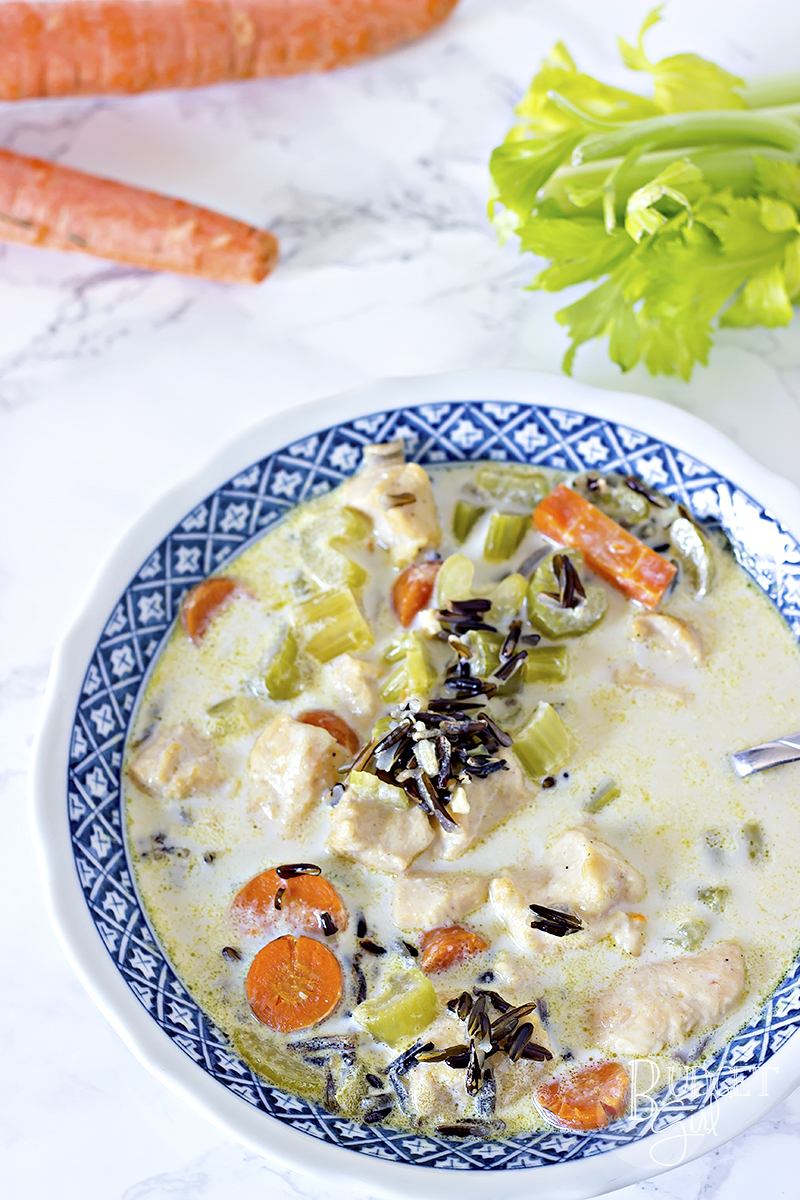 Creamy Chicken and Rice Soup is a hearty soup made with wild rice. It's simple to make and its warm, savory taste is great for the cold winter months.